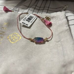 Kendra Scott Pink and Gold Bracelet with Iridescent Stone